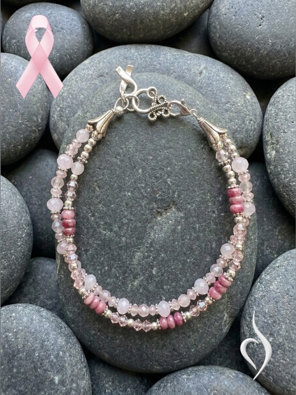 Pink Tourmaline & Rose Quartz Bracelet